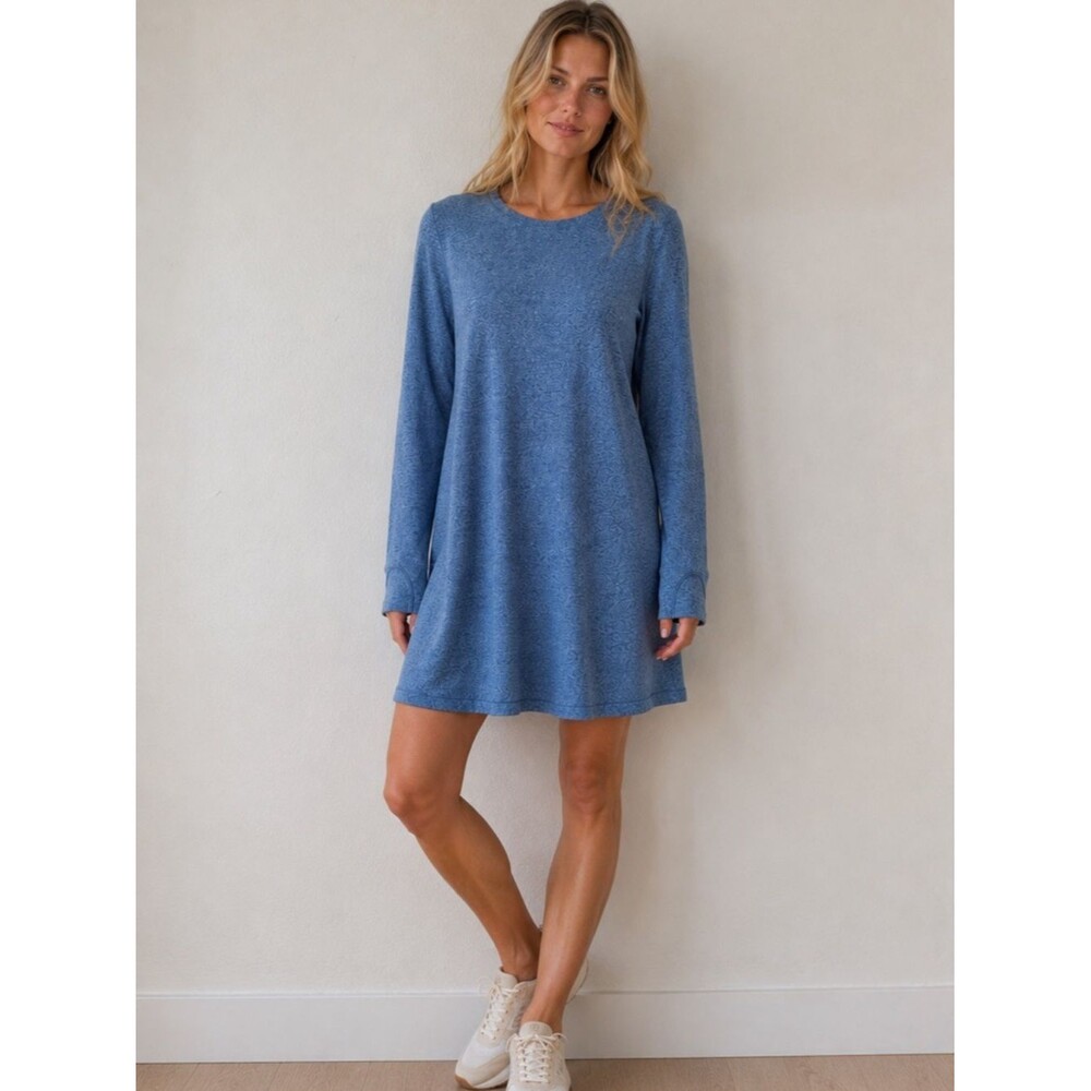 NWT Athleta Uptempo Dress Womens XS Blue Long Sleeve Athleisure Stretch